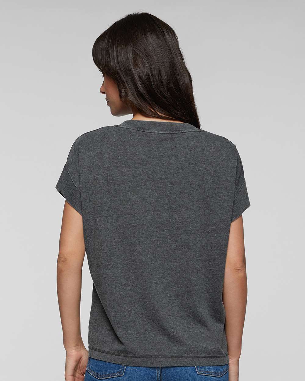 RMR & JWR LADIES WASHED GRAY RELAXED TEE