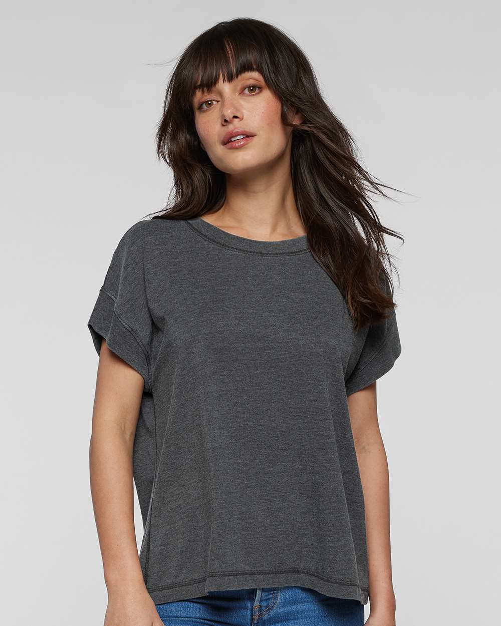 RMR & JWR LADIES WASHED GRAY RELAXED TEE