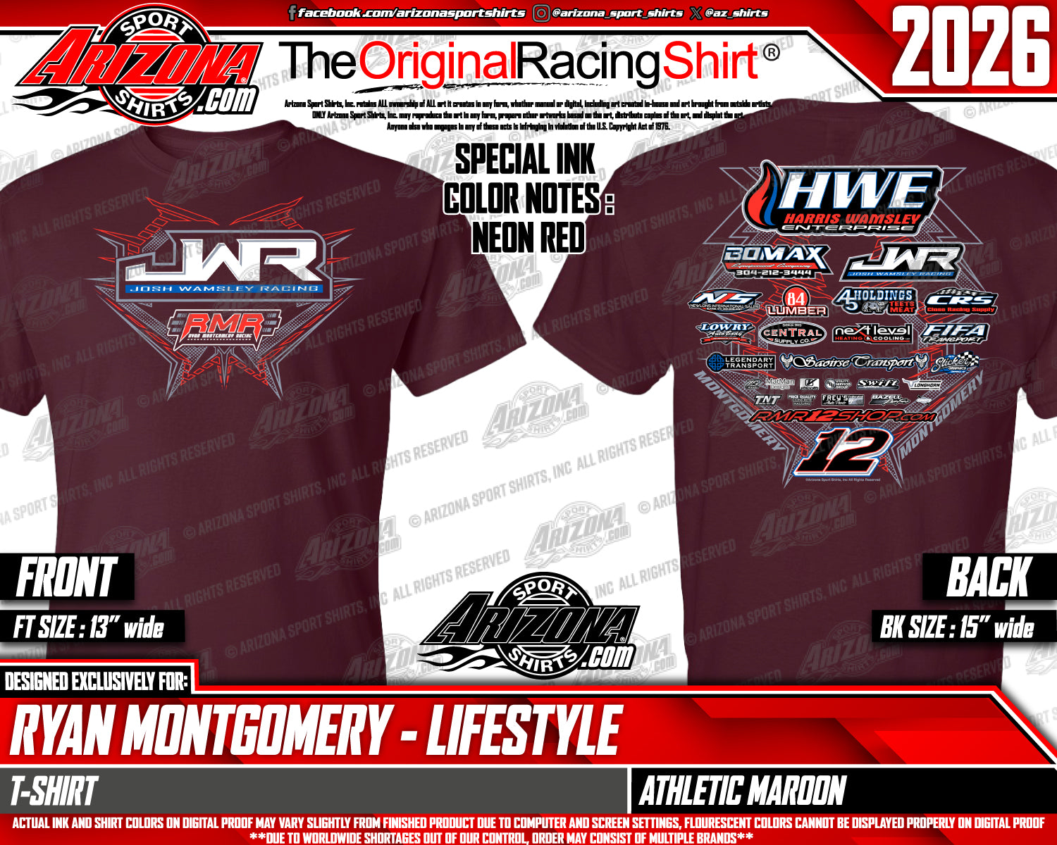 2026 RMR & JWR Crew Shirt (Maroon)