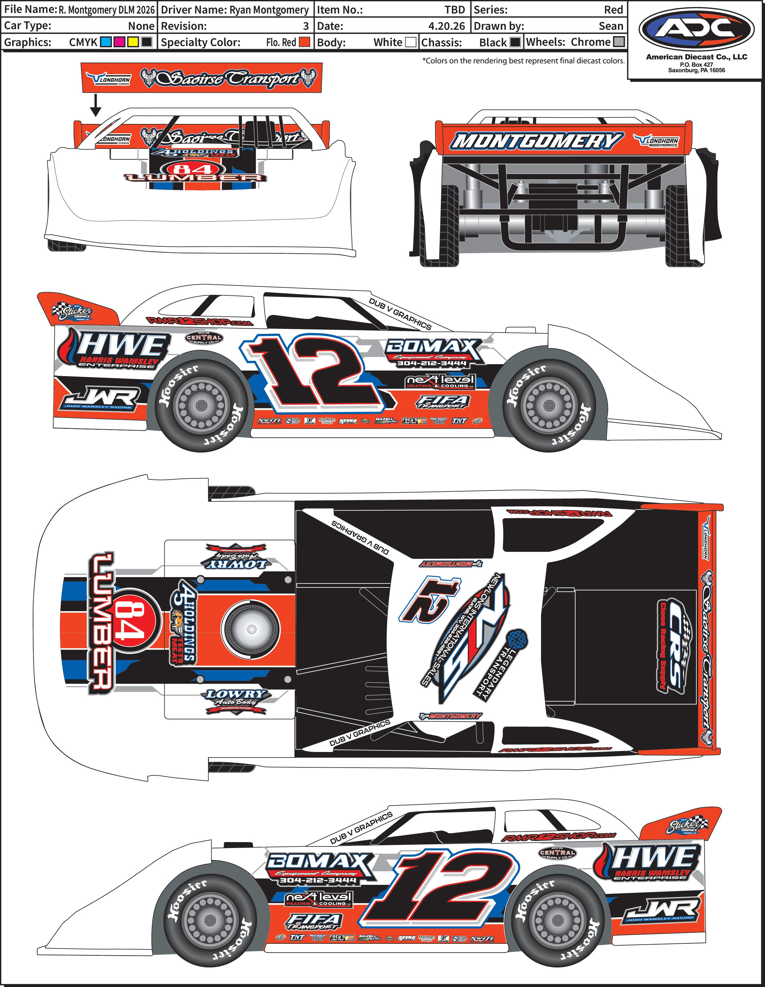 2026 *PRE-ORDER* JWR & RMR 1:64 ADC DIECAST